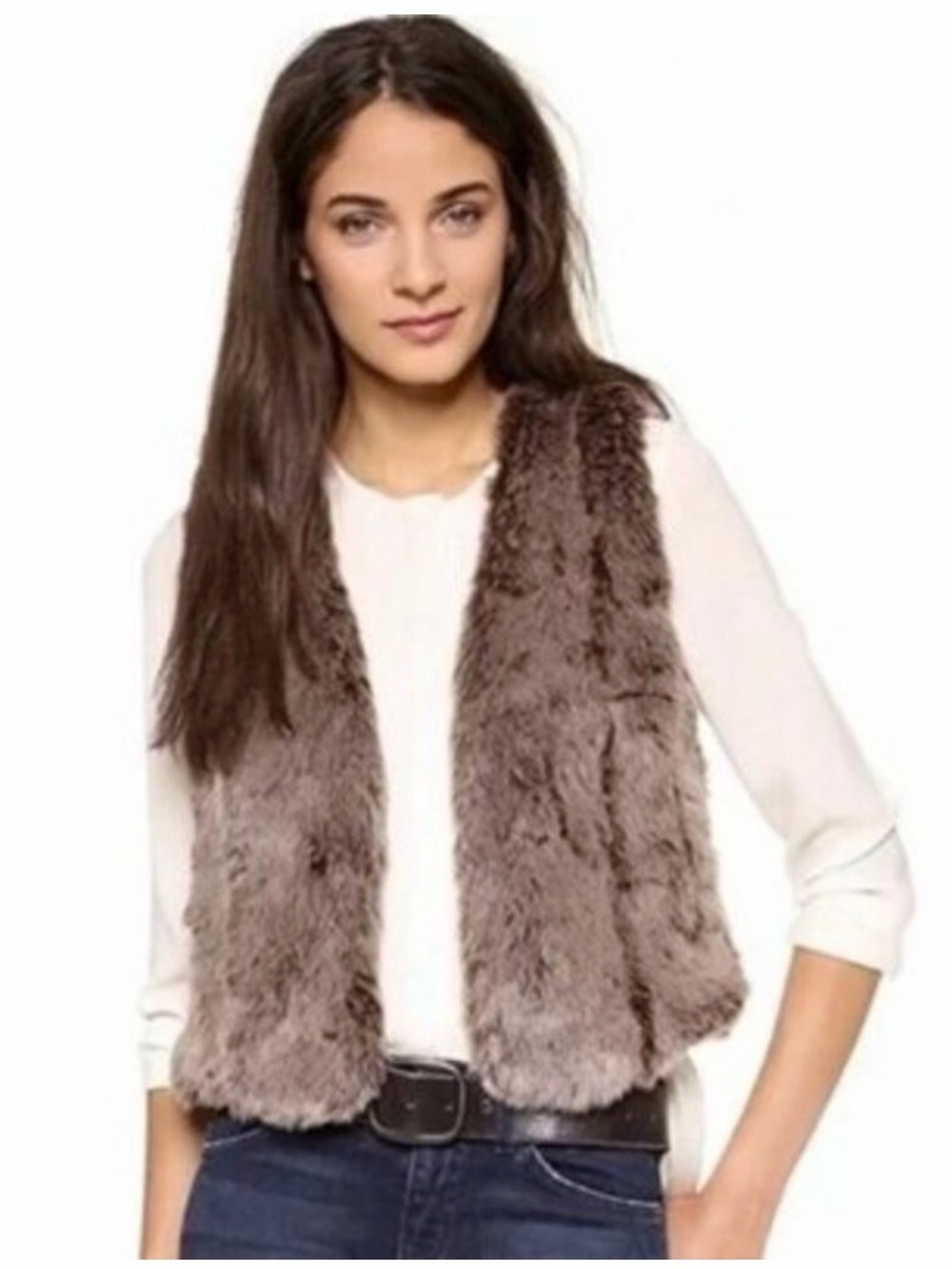 Madewell Faux Fur Vest in Brown XS